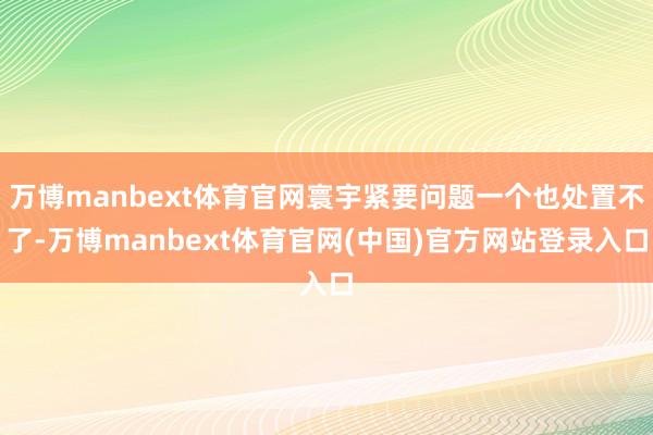 万博manbext体育官网寰宇紧要问题一个也处置不了-万博manbext体育官网(中国)官方网站登录入口