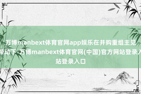 万博manbext体育官网app娱乐在并购重组主见的带动下-万博manbext体育官网(中国)官方网站登录入口