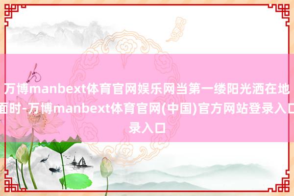 万博manbext体育官网娱乐网当第一缕阳光洒在地面时-万博manbext体育官网(中国)官方网站登录入口